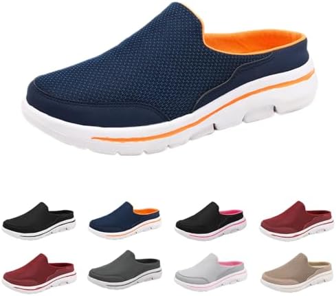 Backless Sneakers Mules Shoes for Men Women Unisex Lightweight Breathable Mesh Walking Mules Sneakers Open Back Slip on Shoe Closed Toe Shoes Wide Width Clogs