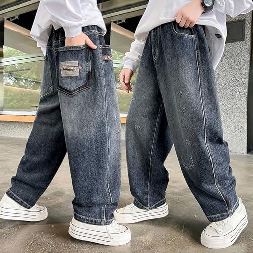 Baggy Jeans Boys Wide Leg Elastic Waistband And Multiple Pockets Cargo Trousers Jeans Denim Trousers For Children