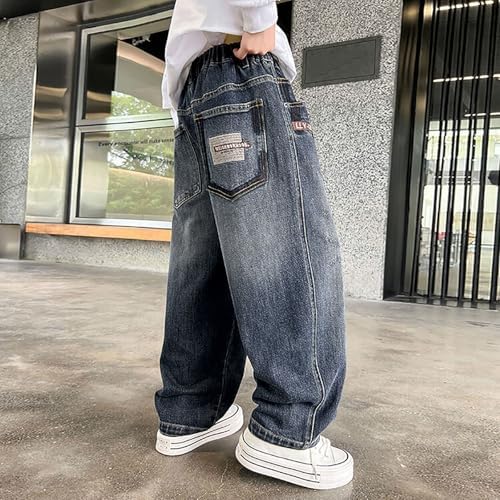 Baggy Jeans Boys Wide Leg Elastic Waistband And Multiple Pockets Cargo Trousers Jeans Denim Trousers For Children