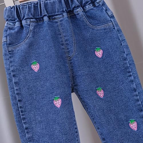 Baggy Jeans For Kids Girls Vintage Girls Loose Fit Denim Trousers Winter Spring Elastic Waist Pants Cowboy Stretchy Comfy Casual Athletic Streetwear Age 1-6 Years