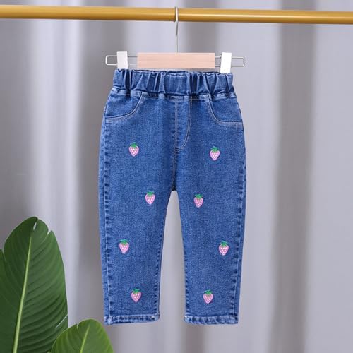 Baggy Jeans For Kids Girls Vintage Girls Loose Fit Denim Trousers Winter Spring Elastic Waist Pants Cowboy Stretchy Comfy Casual Athletic Streetwear Age 1-6 Years