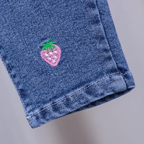 Baggy Jeans For Kids Girls Vintage Girls Loose Fit Denim Trousers Winter Spring Elastic Waist Pants Cowboy Stretchy Comfy Casual Athletic Streetwear Age 1-6 Years