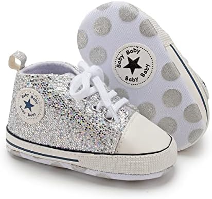BAIELey Walk In The Clouds Baby Boys Girls Infant Canvas Sneakers High Top Lace Up Newborn First Walkers Shoe