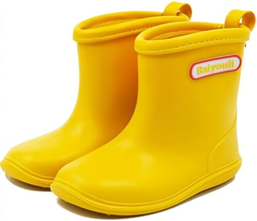 BAIYOU Baby Rubber Rain Boots Kids Waterproof Wellington Wellies for 1-6 Years