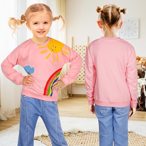 Baogaier Girls Sweatshirt Cotton Long Sleeve T Shirts Jumper Crew Neck Casual Kids Clothes Soft Comfort Breathable Toddler Cute Animal Print Pattern Pullover Tops Girl Clothing Age 2-7 Years