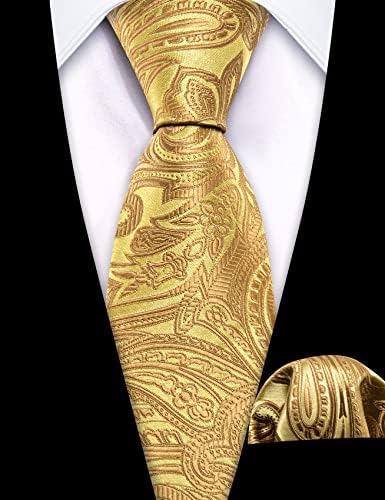 Barry.Wang Boys Tie Boys Silk Necktie Pocket Square Set Paisley Plaid For Prom Party Busines Ceremony