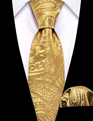 Barry.Wang Boys Tie Boys Silk Necktie Pocket Square Set Paisley Plaid For Prom Party Busines Ceremony