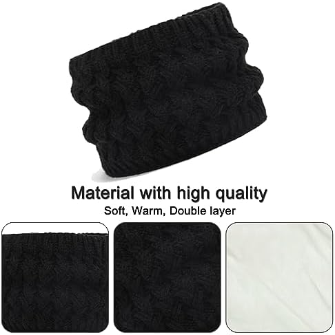 Baynetin Kids Winter Hat Scarf And Gloves Set 3pcs Knitted Warmth Crochet Thick Fluffy Scarf Pom Bobble Hat Two Fingers Touch Screen Gloves Set For Boys And Girls 2-8