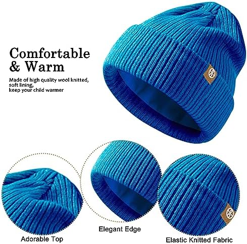 Baynetin Kids Winter Hat Scarf Touch Screen Gloves Set 3-in-1 Beanie Hat Knited Warm Set Winter Accessories Sets For Children Outdoor Age 5-12