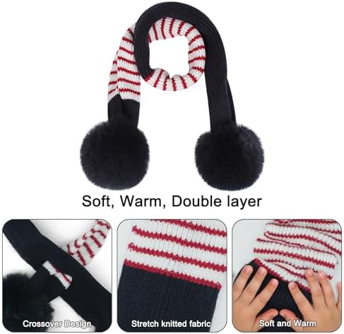 Baynetin Toddler Winter Hat Scarf Gloves Set 1-6 Years - Knit Earflap Hat With Pompom Fleece Lined Scarf & Mittens Warm 3-in-1 Accessories