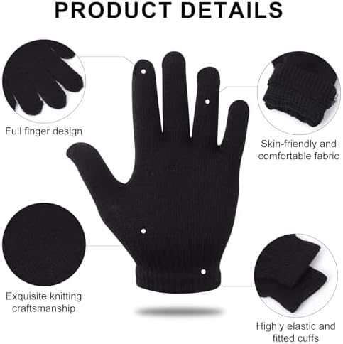 BBXWANG 6 Pairs Winter Magic Gloves Kids Warm Knit Stretch Black Full Finger Gloves For Girls Boys