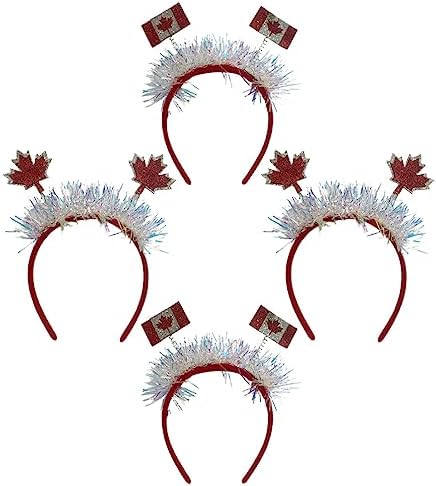 Beaupretty 4pcs Holiday Party Hair Accessories Carnival Headband Canada Day Maple Leaf Flower Headdress Hair Hoop for Festival