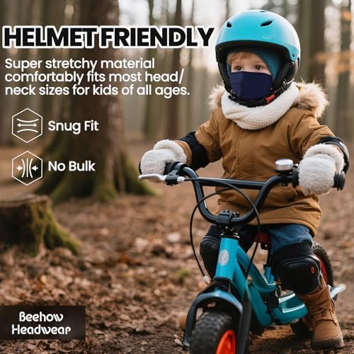 Beehow Kids Neck Warmer Ski Scarf Mask & Neck Gaiter – Winter Fleece Snood For Boys & Girls Windproof Face Mask For Skiing Cycling