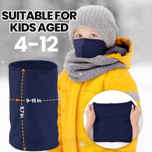 Beehow Kids Neck Warmer Ski Scarf Mask & Neck Gaiter – Winter Fleece Snood For Boys & Girls Windproof Face Mask For Skiing Cycling