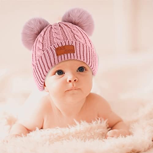 Bekecidi Kids Winter Warm Hat Scarf Gloves Set Winter Warm Knitted Beanie Hat Scarf Gloves Set Toddler Thermals Pom Pom Bobble Hats Fluffy Neck Warmer For Girls Boys Children Age 1-5