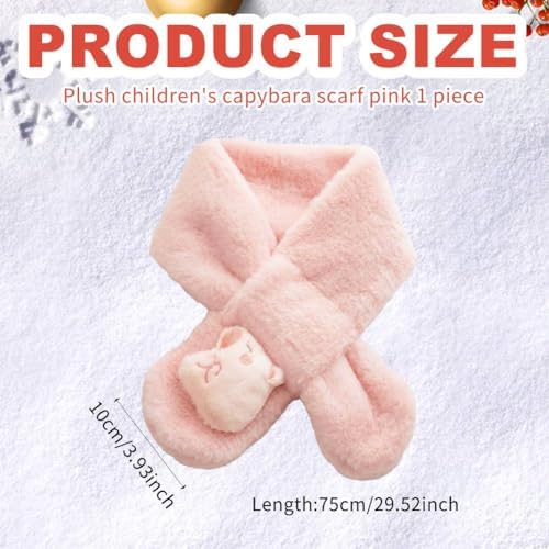 Bekecidi Winter Plush Scarf Neckerchief Kids Cute Cartoon Capybara Scarf Cross Collar Thick Furry Warm Soft Neck Warmer For Girls Children Toddler Cold Weather