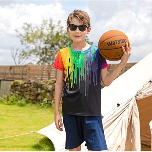 Belovecol Boys Girls 3D T-Shirt Cool Crewneck Short Sleeve Graphic T Shirt Summer Tee Shirts For Kids Teens 6-13 Years