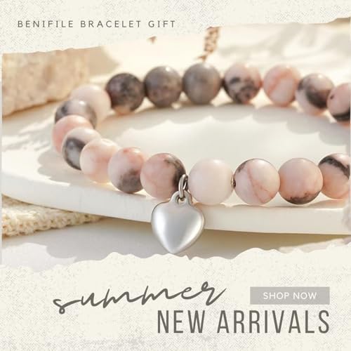 BENIFILE Strength Natural Stone Healing Bracelet 11 Year Old Girl Birthday Gifts Pink Zebra Anxiety Crystals Bracelet For Daughter Teenage Granddaughter BFF Sister Niece 11th Presents With Card