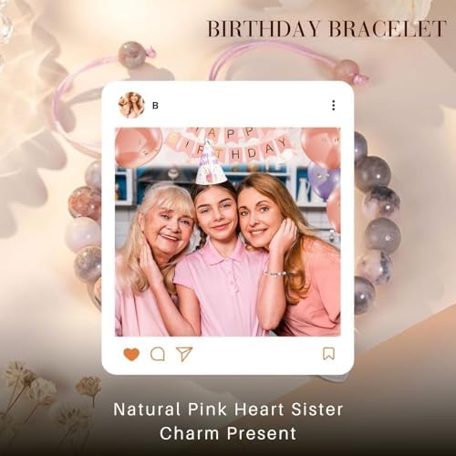 BENIFILE Strength Natural Stone Healing Bracelet 11 Year Old Girl Birthday Gifts Pink Zebra Anxiety Crystals Bracelet For Daughter Teenage Granddaughter BFF Sister Niece 11th Presents With Card