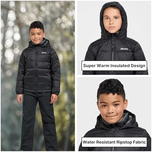 Berghaus Kids' Burham Insulated Jacket With Grown On Hood & 2 Pockets Lightweight & Water Repellent Winter Puffer Coat For Boys And Girls School Walking Hiking & Outdoor Recreation Clothing