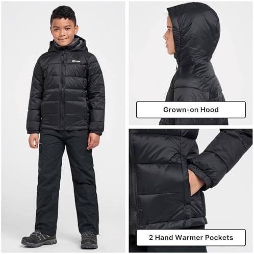Berghaus Kids' Burham Insulated Jacket With Grown On Hood & 2 Pockets Lightweight & Water Repellent Winter Puffer Coat For Boys And Girls School Walking Hiking & Outdoor Recreation Clothing