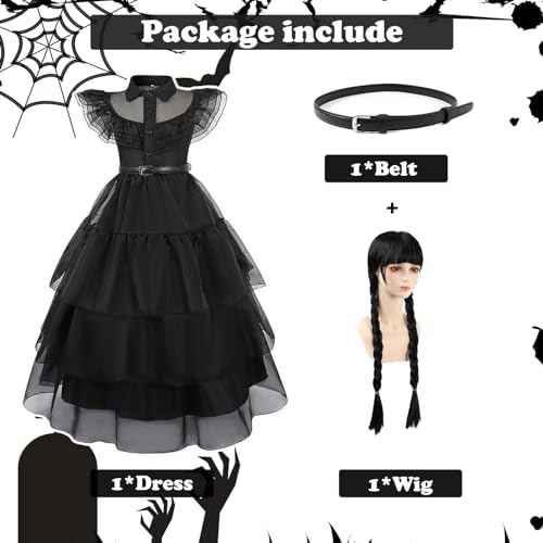 Berich Dress For Girls Black Dress World Book Day Costumes For Girls Princess Black Costume Kids Halloween Fancy Dress Up