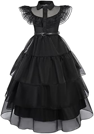 Berich Princess Costume Black Dress Girls Halloween Costumes for Kids Gothic School Therm Party Outfit World Book Day Dress up