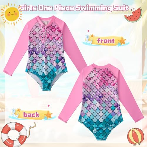 Berich Swimming Costume Girls One Piece Swimsuit Girls Swimwear UV Protection Rash Guard Kids Swimming Suit Bathing Suit