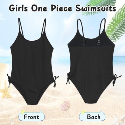 Berich Swimming Costume Girls One Piece Swimsuit With Adjustable Strap Quick Dry Bathing Suit Kids Swimwear 7-14 Years