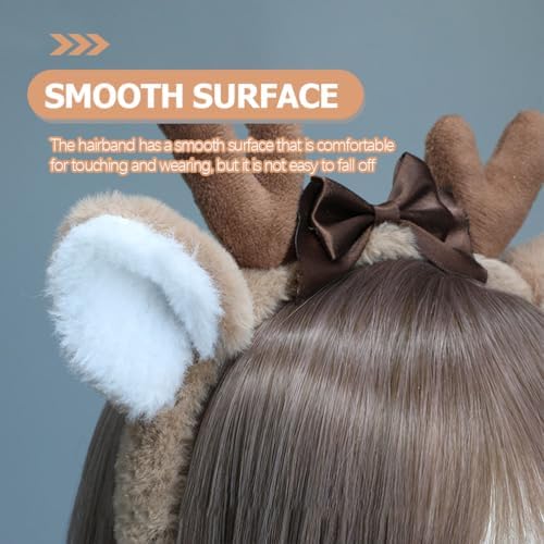 BESPORTBLE Reindeer Antlers Headband Reindeer Hairband Deer Ears Headband Cute Xmas Hair Hoops Christmas Headbands Headpiece For Xmas Holiday Cosplay Costume Party Supply