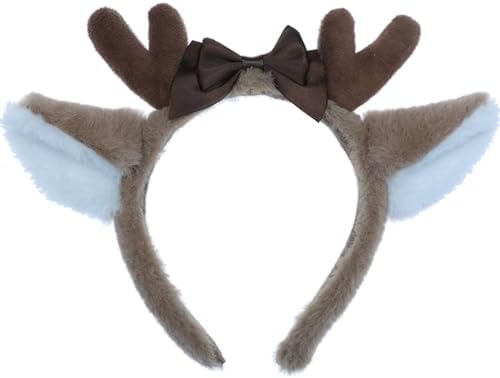 BESPORTBLE Reindeer Antlers Headband Reindeer Hairband Deer Ears Headband Cute Xmas Hair Hoops Christmas Headbands Headpiece for Xmas Holiday Cosplay Costume Party Supply
