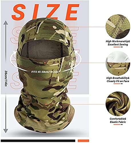 Bessy Shop Camo Gesichtsmaske Balaclava Tarnung Vollmaske Winddicht Leicht Balaclavas Sturmhaube UV-Schutz Sturmhaube Für Herren Damen Outdoors Sport Motorrad Fahrrad Ski Jagd Militär Taktischer Helm