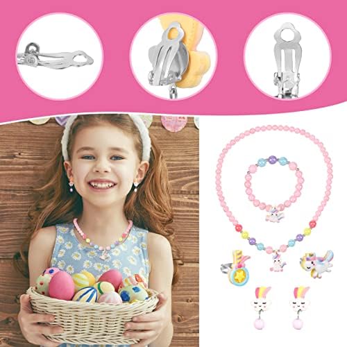 Bestomrogh Unicorn Crossbody Bag Purse With Jewelry Set Little Girls Unicorn Rings Bracelets Necklaces Princess Dress Up Accessories Jewelry Party Favors Gift