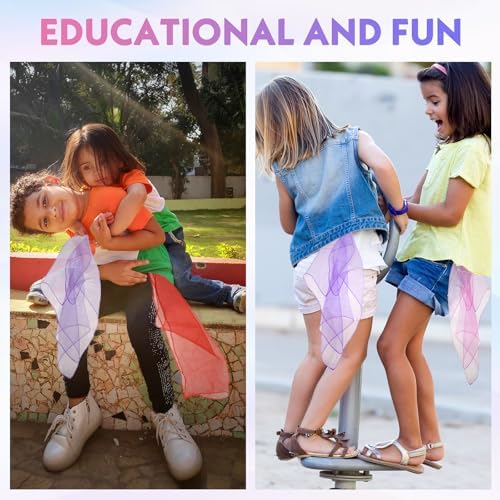 Bewudy 10Pcs Sensory Scarves Dance Juggling Scarf Multi-Colour Chiffon Scarf Baby Sensory Toys Performance Rhythm Band Scarves Props 60 X 60 Cm