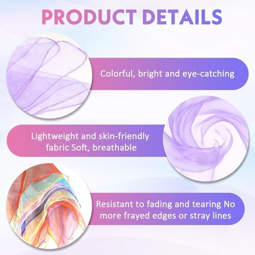 Bewudy 10Pcs Sensory Scarves Dance Juggling Scarf Multi-Colour Chiffon Scarf Baby Sensory Toys Performance Rhythm Band Scarves Props 60 X 60 Cm