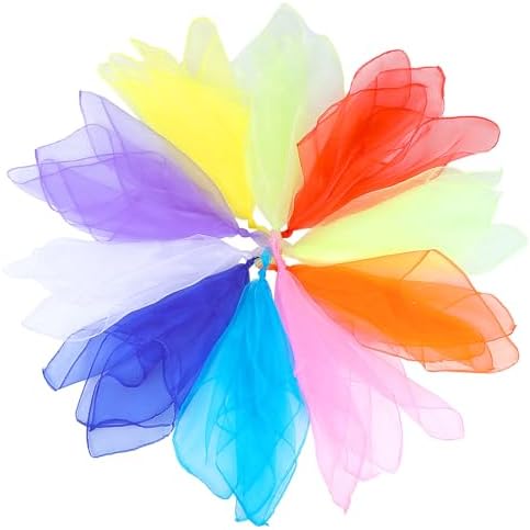 Bewudy 10Pcs Sensory Scarves Dance Juggling Scarf Multi-Colour Chiffon Scarf Baby Sensory Toys Performance Rhythm Band Scarves Props 60 x 60 cm