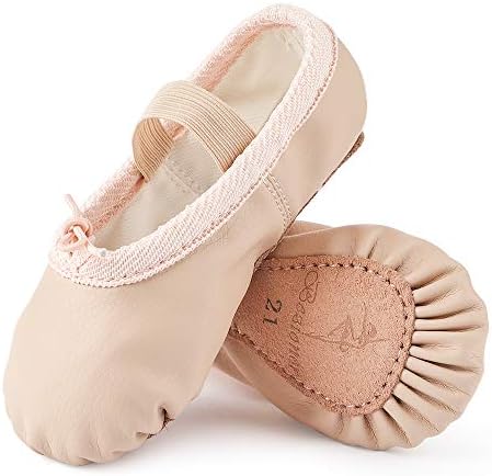 Bezioner Ballet Shoes Leather Ballet Flats Full Sole Dance Slippers for Girls Toddlers Women