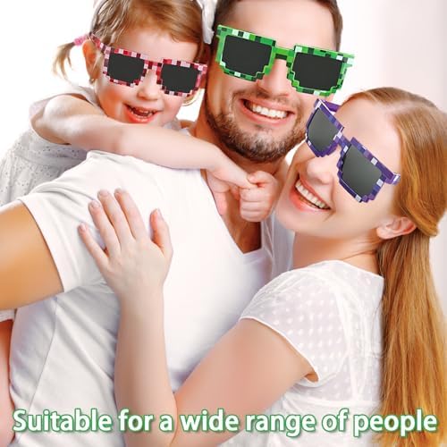 BFSYRR Sunglasses Kids Boys Sunglasses 6 Pairs Colorful Pixel Girls Sunglass For Kids And Adults Party Favors For Birthdays And Game Events For 14+ Years Old