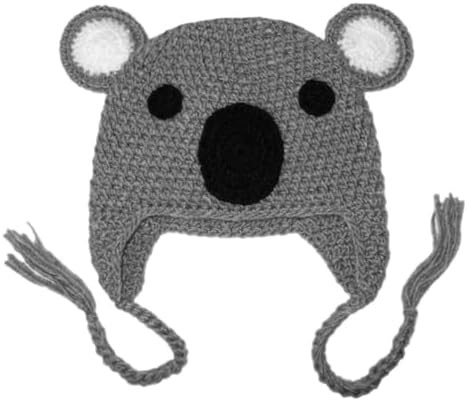 BIBITIME Handmade Knit Koala Hat Bear Ear Beanie Braid Earflap Warm Cap for Kids