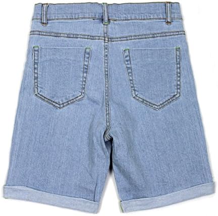 Bienzoe Girls Denim Jean Shorts: Kids High Waisted Cotton Stretch Summer Casual Rolled Bermuda