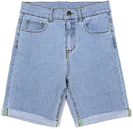 Bienzoe Girls Denim Jean Shorts: Kids High Waisted Cotton Stretch Summer Casual Rolled Bermuda