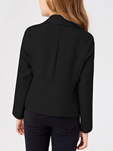 Bigeoosh Girls Blazer Jacket Solid Color Lapel Suit Open Front Long Sleeve Blazers For Kids Girls Size 5-14 Years