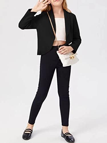 Bigeoosh Girls Blazer Jacket Solid Color Lapel Suit Open Front Long Sleeve Blazers For Kids Girls Size 5-14 Years