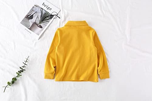 BINIDUCKLING Boys Girls Long Sleeve School Polo Shirt Plain School Uniform Ages 2-8 Years