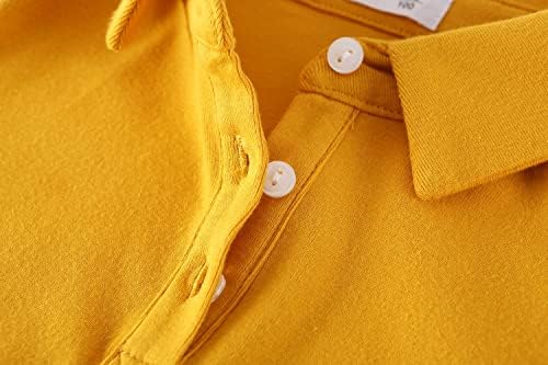 BINIDUCKLING Boys Girls Long Sleeve School Polo Shirt Plain School Uniform Ages 2-8 Years