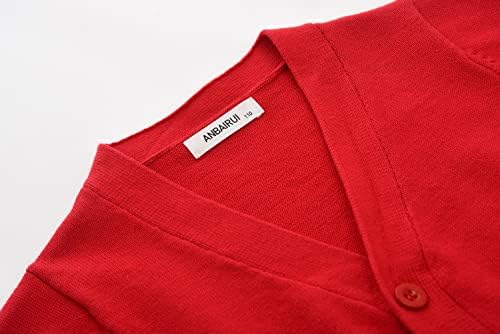 BINIDUCKLING Boys Girls V-Neck School Cardigans Long Sleeve Button-up Knitwear For School Uniform