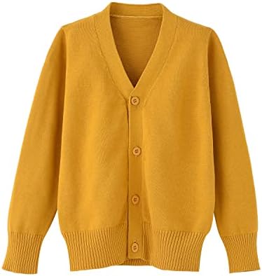BINIDUCKLING Boys Girls V-Neck School Cardigans Long Sleeve Button-up Knitwear for School Uniform