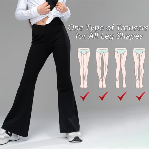 BIOECEUA Girls Flared Leggings Kids Stretch Slim Fit High Waisted Cross Yoga Bootcut Trousers Wide Leg Full Length Bell Bottoms For Dance Casual Active