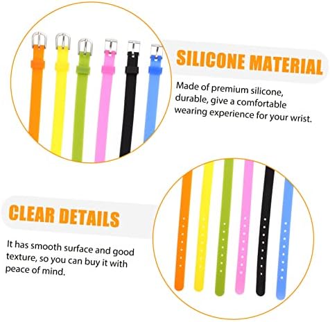 BIUDECO 6pcs Silicone Wristband Colourful Bracelet DIY Watch Strap Replacement Bands For Children Plaything Easy Installation 8MM Letters
