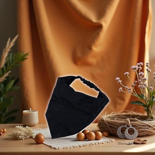 Black Hair Scarf Headband Elastic Hair Bandanas Scarf Headband Boho Triangle Non Slip Scarves For Teen Girls Caps Accessories